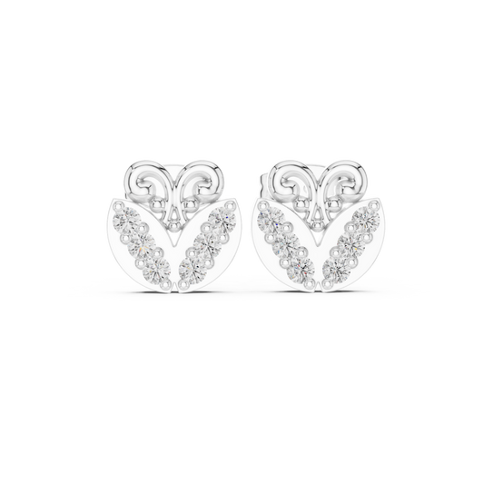 Butterfly Inspired Round Stud Earrings with Open Scroll Design - view 3