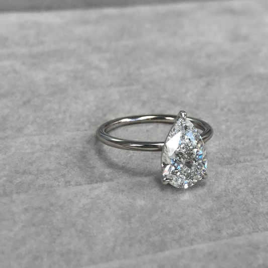 Pear Cut Moissanite Solitaire Delicate Wear Engagement Ring - view 2