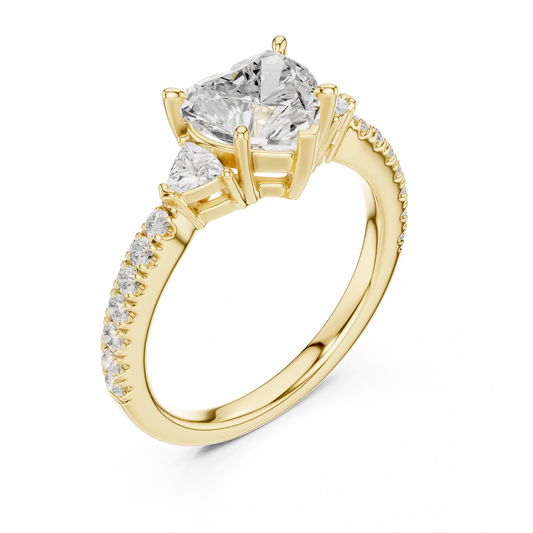 Heart Shaped Moissanite Diamond Pave Engagement Ring