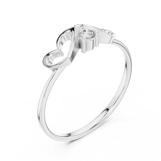 Double Heart Lab Diamond Ring For Women - view 4
