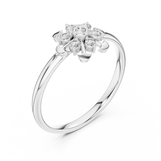 Floral Round Cut Moissanite Cluster Anniversary Ring - view 4