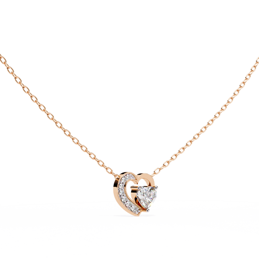 Heart Solitaire Pendant with Open Asymmetrical Frame - view 3