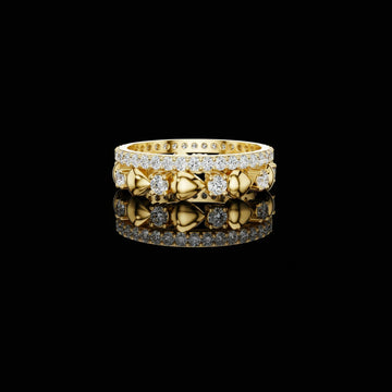 1.53 TCW Glossy Heart Cut Moissanite Diamond Band with Pavé Brilliance Romantic Statement Ring