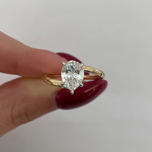 2.00 TCW Dazzling Lab Grown Oval Cut Solitaire Diamond Engagement Design Ring