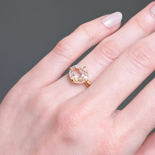 Round Rose Cut Moissanite Solitaire Engagement Ring - view 3