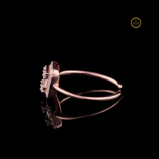 Baguette Halo Ring with Lab Diamond Rectangular Cluster Setting - view 3