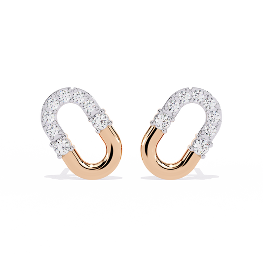 Contemporary Pave Round U Shaped Link Earrings - view 2