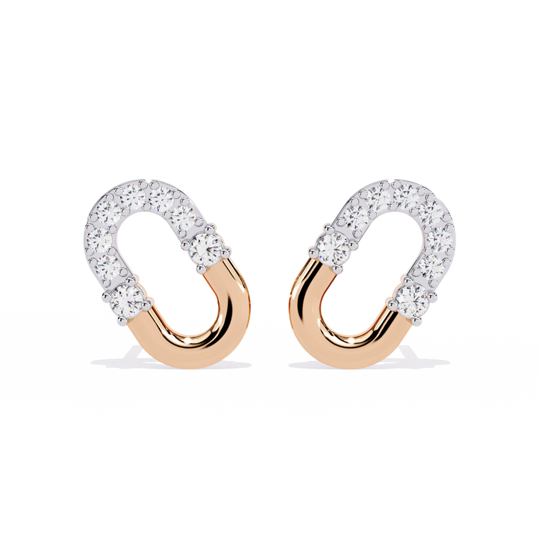 Contemporary Pave Round U Shaped Link Earrings - view 2