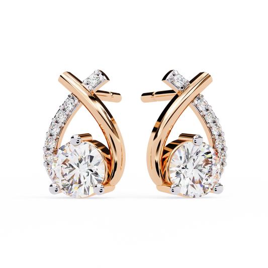Teardrop Inspired Round Earrings with Pave Accents - view 2
