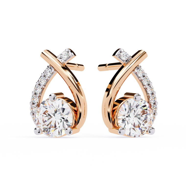 Teardrop Inspired Round Earrings with Pave Accents - view 2