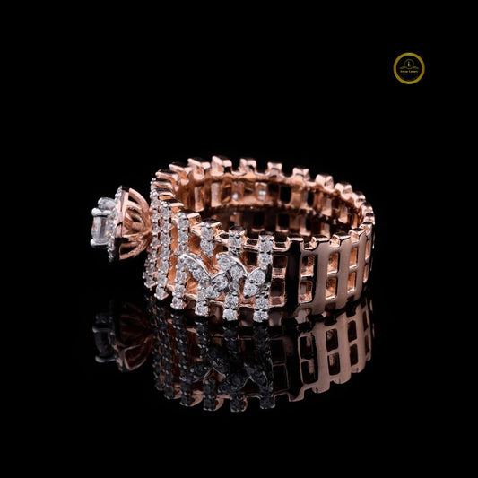 Round Lab Diamond Ladder Pave Statement Band - view 3