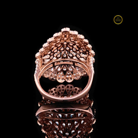 Pear Cut Lab Diamond Cluster Cocktail Ring with Round Diamond Halo - view 4