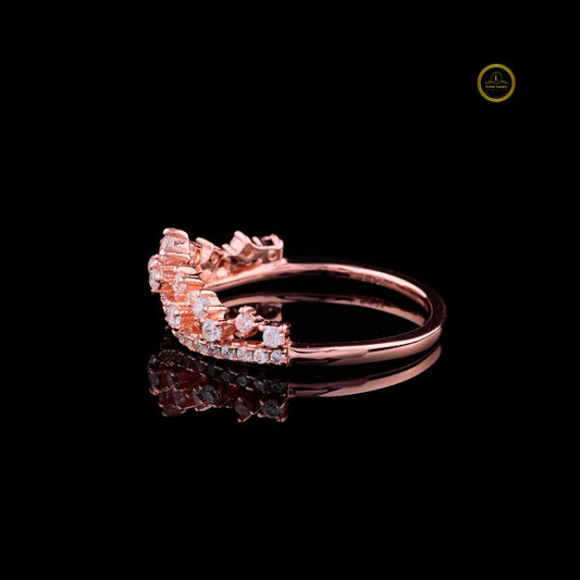 Colored Gemstone Chevron Round Cut Moissanite Anniversary Ring - view 3