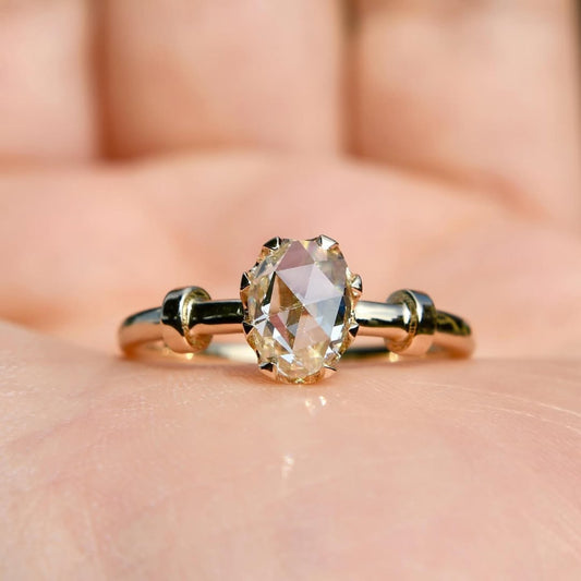 2.20 CT Floating Bubble Shank Lab Grown Rose Cut Solitaire Ring Design For Special Day