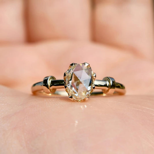 2.50 CT Floating Bubble Shank Lab Grown Rose Cut Solitaire Ring Design For Special Day