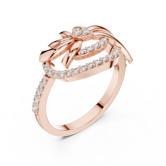 Floral Swirl Round Moissanite Engagement Ring With Pave Setting - view 3
