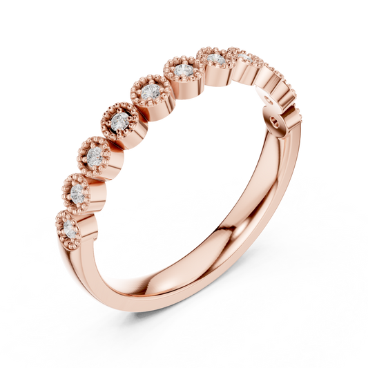 Round Bezel Set Station Wedding Band - view 3