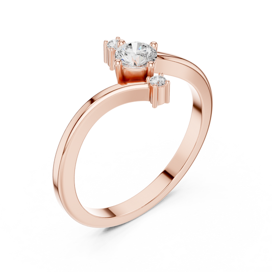 Round Contemporary Moissanite Bypass Ring - view 3