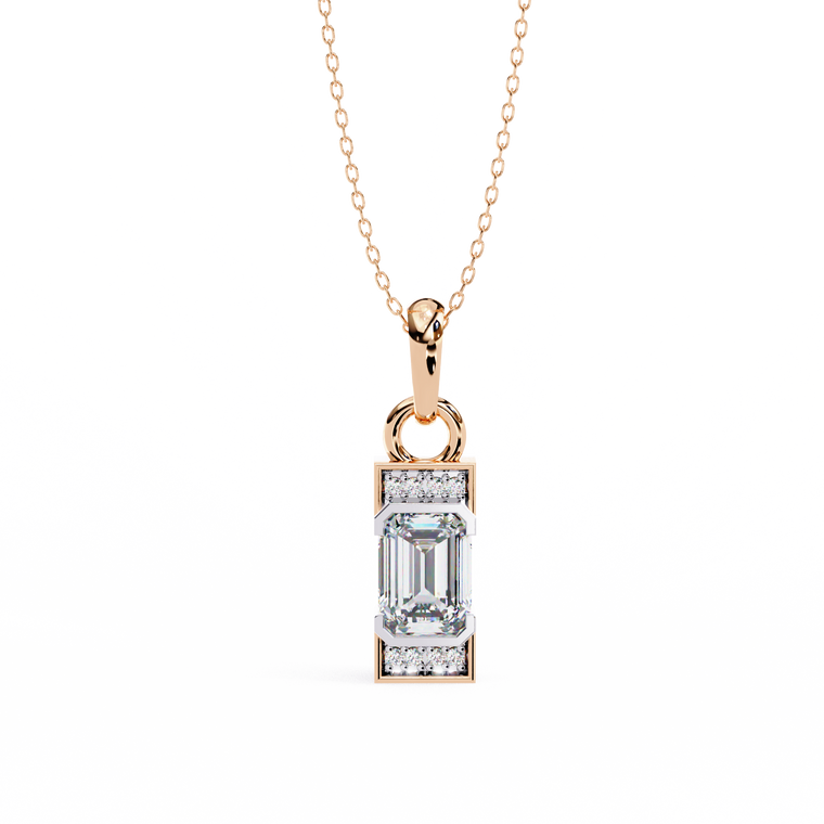Emerald Cut Solitaire Pendant with Center - view 2