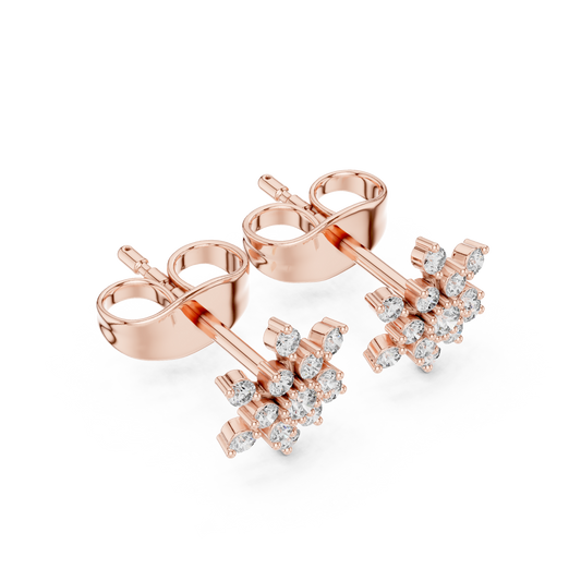 Snowflake Floral Cluster Round Stud Earring - view 3