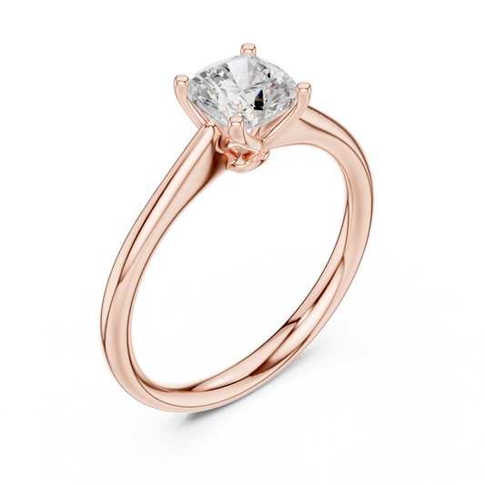 Cushion Cut Lab Diamond Solitaire Engagement Ring Four Prong - view 3