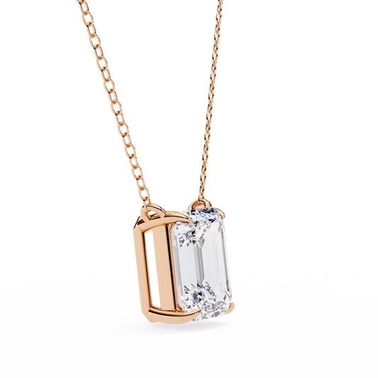 0.45 TCW Emerald Cut Lab Grown Diamond Solitaire Pendant Necklace - view 3