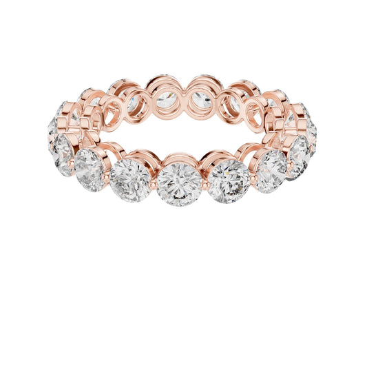 4.06 TCW Exquisite Round Brilliant Moissanite Diamond Eternity Ring in Polished Gold