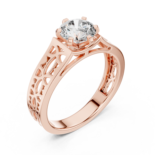 Round Lab Diamond Filigree Solitaire Engagement Ring - view 3
