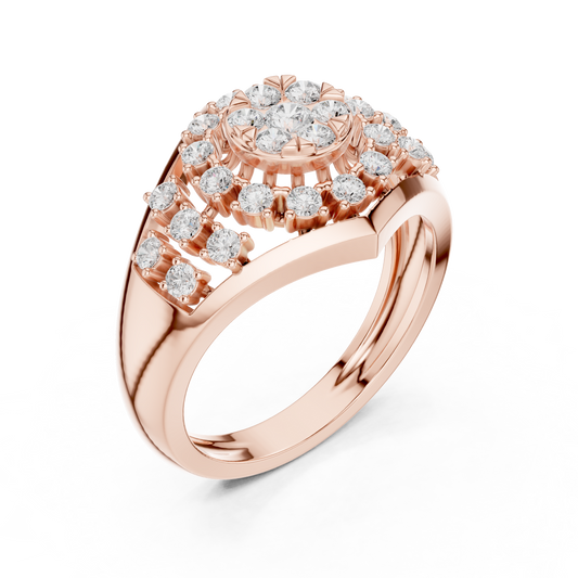 Round Cut Moissanite Cluster Halo Detailing - view 3