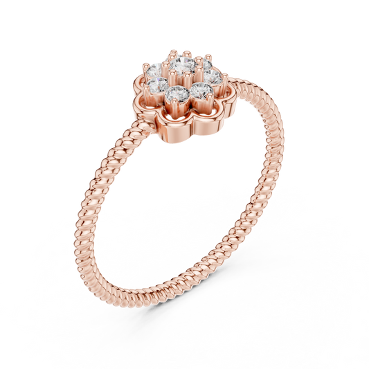 Round Lab Diamond Floral Cluster Ring with Milgrain Band - view 3