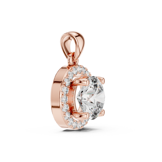 1.00 CT Elegant Round Cut Halo Moissanite Diamond Pendant Crafted in Lustrous Luxury