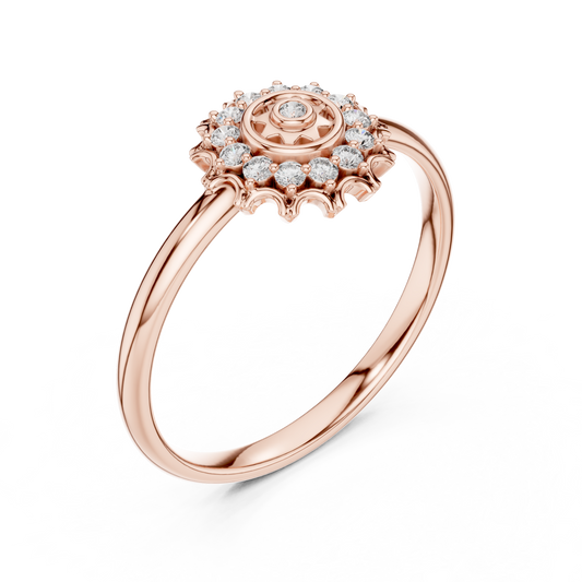 Sunburst Round Cut Moissanite Anniversary Ring - view 3
