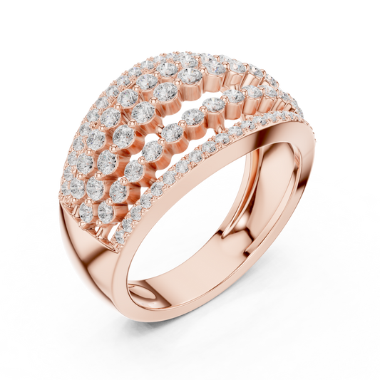 Multi Row Round Moissanite Wide Band Ring - view 3