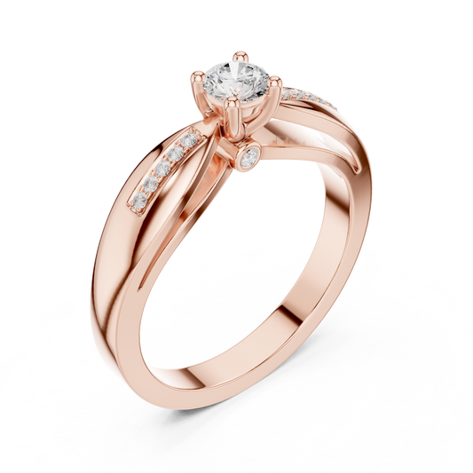 Round Cut Moissanite Split Shank With Pave Accents Solitaire Ring - view 3