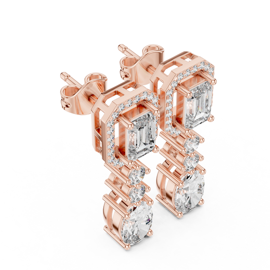 Art Deco Inspired Cascading Drop Earrings - view 3