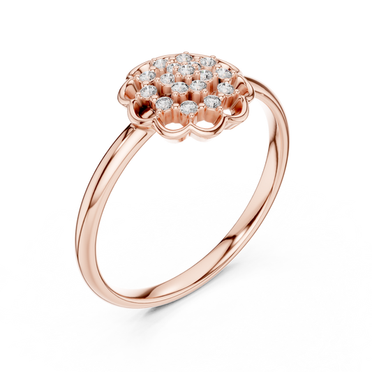 Round Lab Diamond Floral Cluster Engagement Ring - view 3