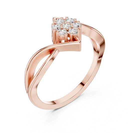 Bloom Round Lab Diamond Cluster Ring with Twisted Band Design - view 3