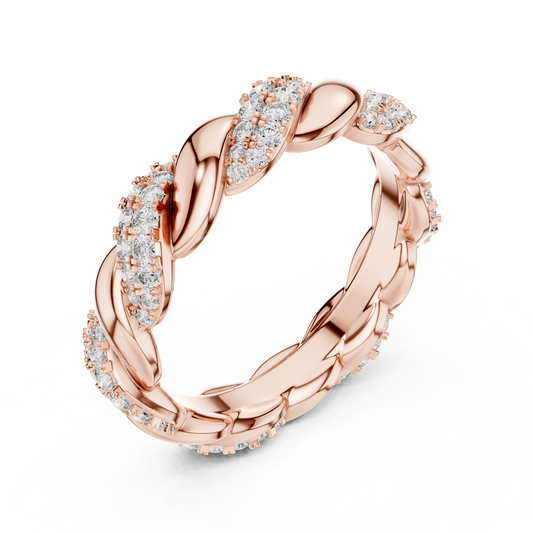 Round Cut Twisted Vine Pave Lab Diamond Eternity Band Ring - view 3
