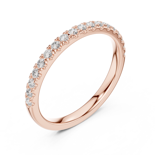 Round Cut Half Eternity Lab Diamond Wedding Band - view 3