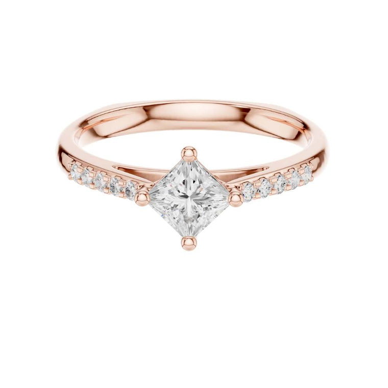 East West Princess Cut Lab Diamond Solitaire Engagement Ring - view 2