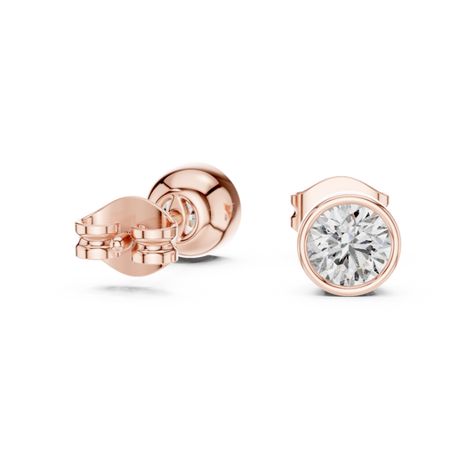 Bezel Set Round Minimal Solitaire Stud Earrings - view 3