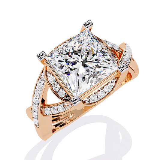 Princess Cut Lab Diamond Twisted Band Ring For Women - view 3