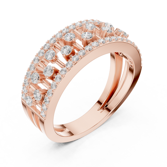 Round Cut Double Row Pave Lab Diamond Anniversary Band Ring - view 3