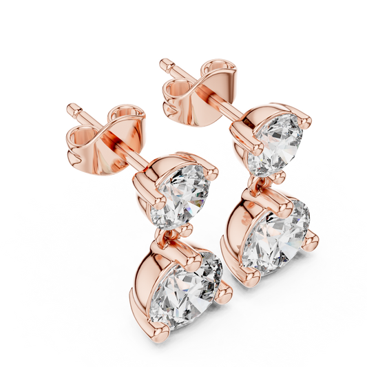 Round Lab Diamond Graduated Two Stone Drop Earrings - view 3