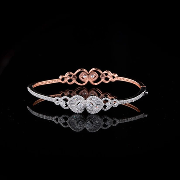 3.44 CT Round Cut Delicate Dual Tone Moissanite Diamond Heart Embrace Bracelet For Her By Ivevar