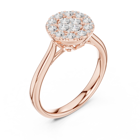 Round Lab Diamond Cluster Ring with Sleek Band - view 3