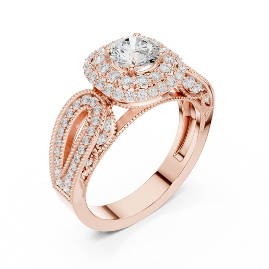 Round Cut Moissanite Halo Ring with Open Shank Design - view 3