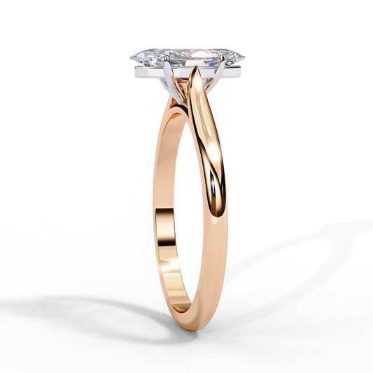 Marquise Cut Lab Diamond Solitaire Engagement Ring With Four Prong - view 3