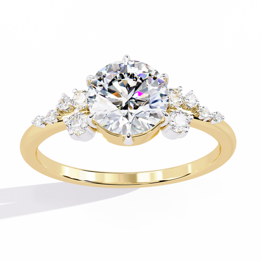 Floral Round Brilliant Cut Lab Diamond Engagement Ring - view 2