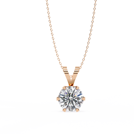 Round Solitaire Six Prong V Bail Pendant - view 3